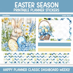 クラシックハッピープランナーダッシュボードレイアウト用イースターシーズンウィークリーステッカーキット（印刷可能）