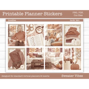 Printable Planner Stickers, Sweater Vibes, Weekly Sticker Kit, Erin Condren Stickers, Vertical Planner Stickers, Cut Files, Cricut PNG