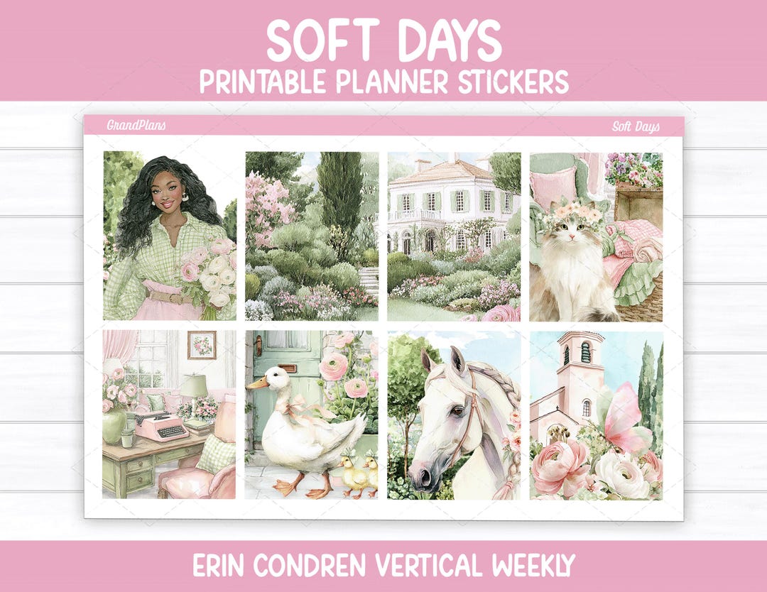 Soft Days Weekly Sticker Kit for Erin Condren and Vertical Planners ...