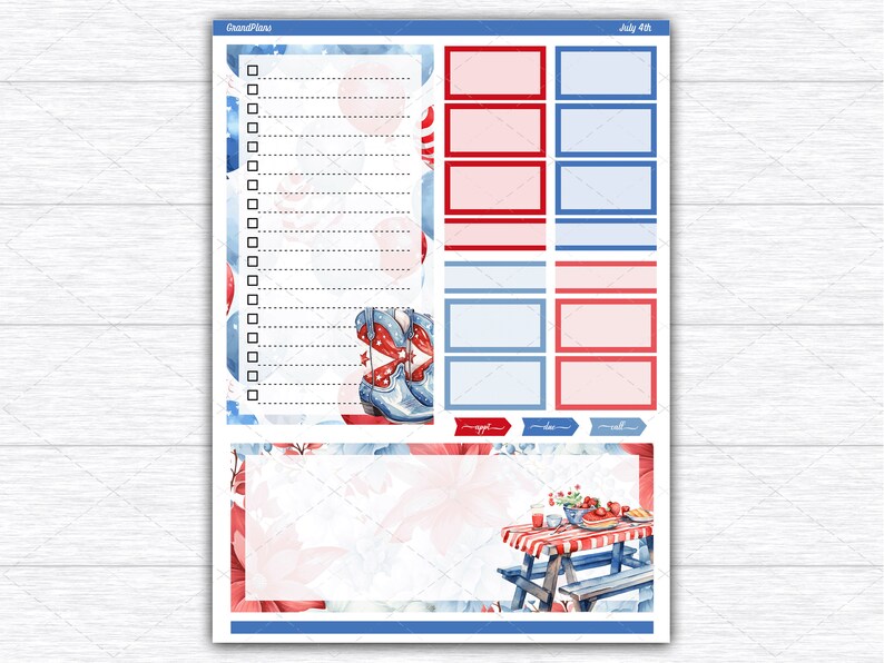 July 4th Weekly Sticker Kit for the Classic Happy Planner Dashboard ...