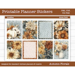 Druckbare Planner Sticker - Herbst Blumen: Wochenplaner Kit für Erin Condren und Vertikale Planer