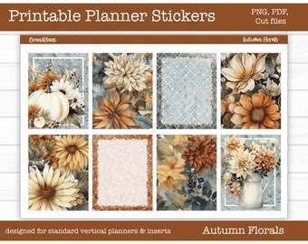 Fall Florals Planner Stickers | Printable Weekly Kit for Erin Condren and Vertical Planners