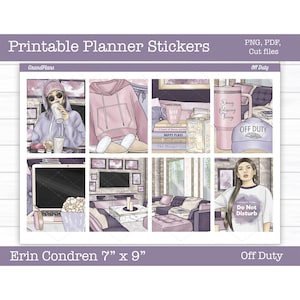 Printable Planner Stickers, Off Duty Weekly Sticker Kit, Erin Condren Planner Stickers, Vertical Sticker Kit, Cut File, Cricut PNG