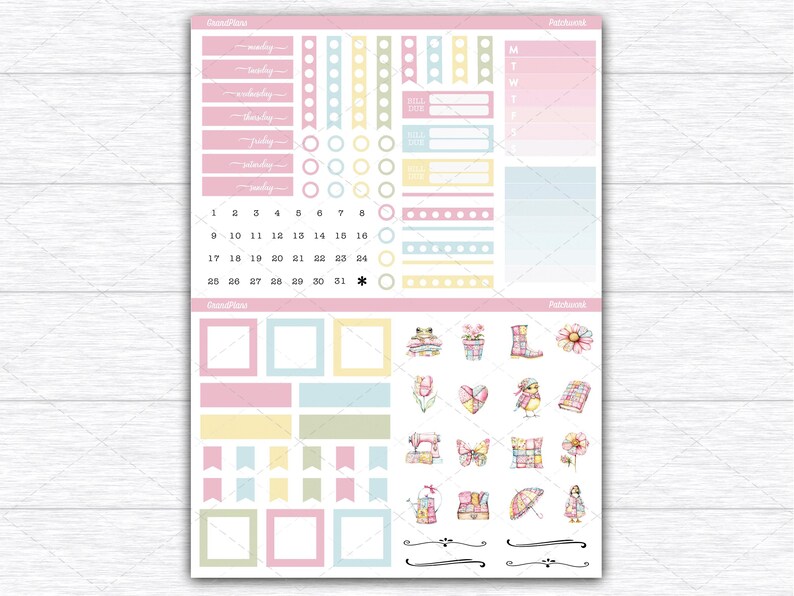 Patchwork Weekly Sticker Kit for the Classic Happy Planner Dashboard ...