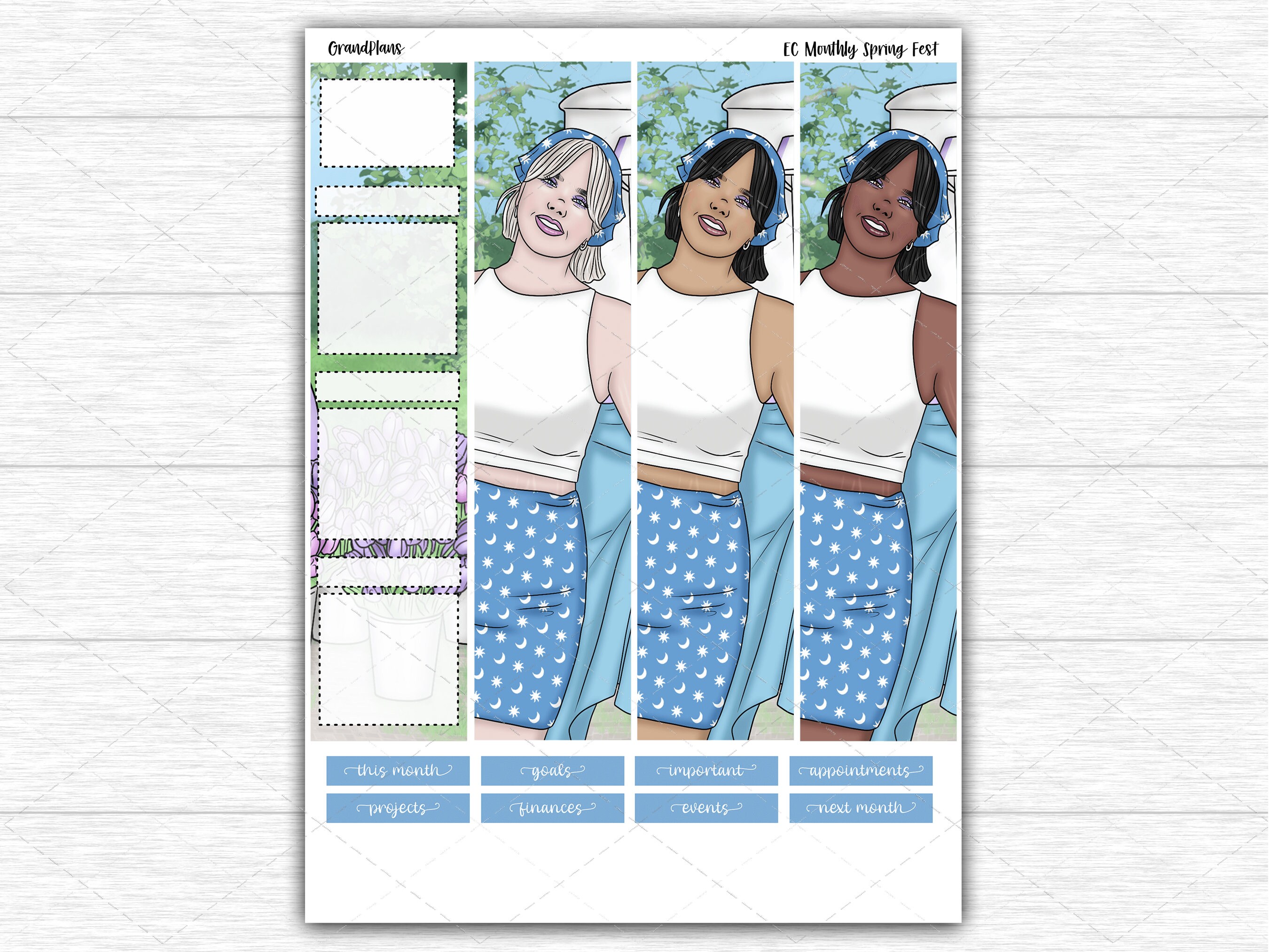 Printable Erin Condren Monthly Kit Planner Stickers Spring - Etsy