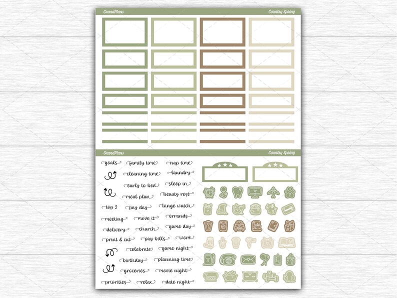 Country Spring Weekly Sticker Kit for Classic Happy Planner Dashboard ...