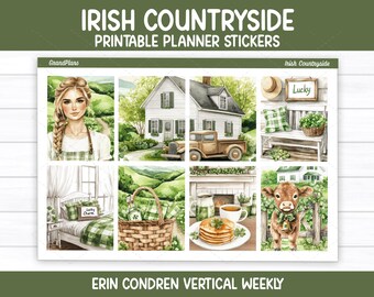 Irish Countryside Weekly Sticker Kit for Erin Condren & Vertical Planners (Printable)