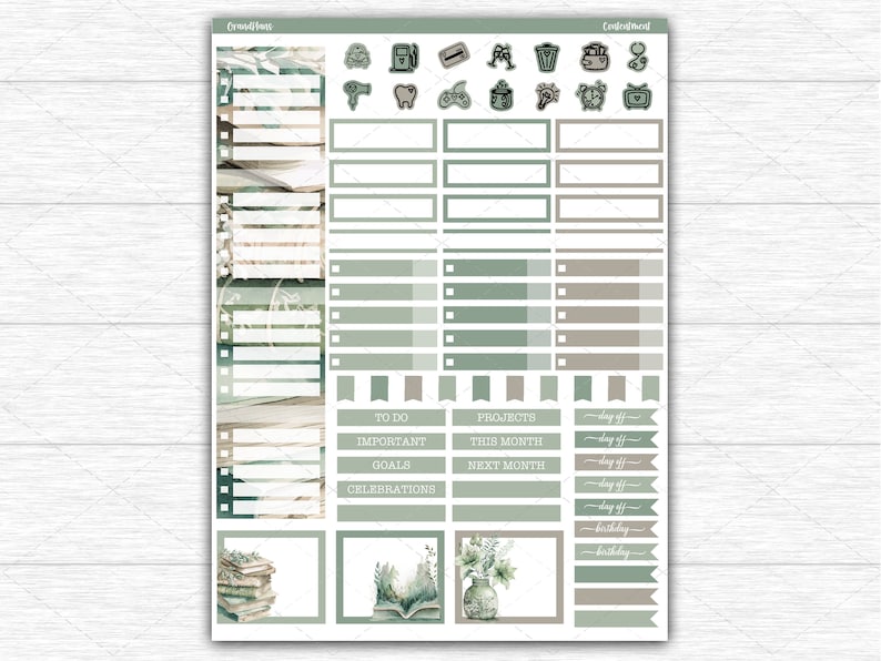 Printable Erin Condren Monthly Kit Bookish Stickers Digital - Etsy