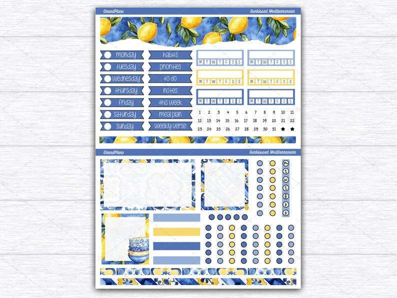 Sunkissed Mediterranean Weekly Sticker Kit for Erin Condren Dashboard ...