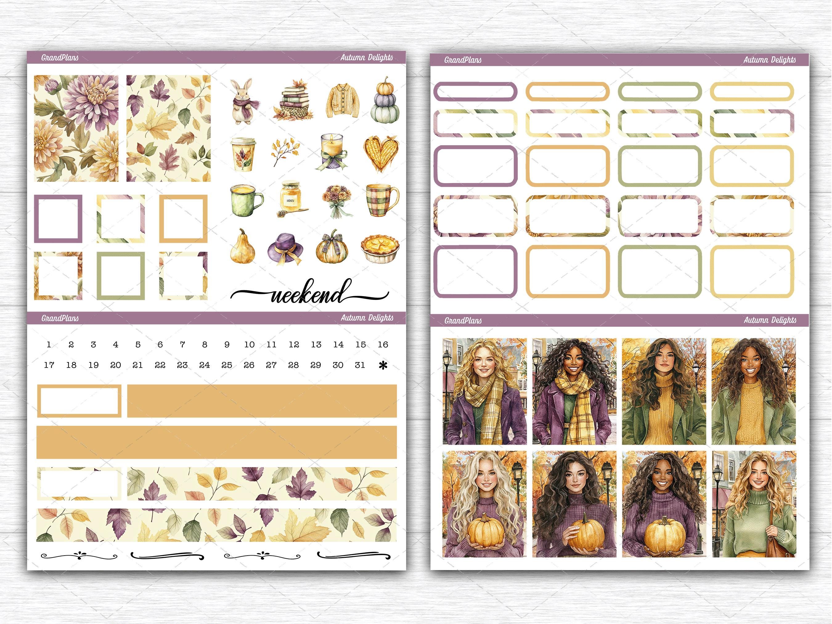 Autumn Delights Weekly Sticker Kit for Erin Condren & Vertical Planners ...