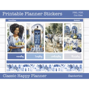 Printable Planner Stickers, Santorini Weekly Sticker Kit, Happy Planner,  Vertical Planner, Cut Files, Cricut PNG