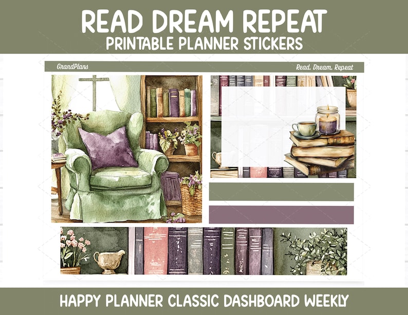 Read, Dream, Repeat Weekly Sticker Kit for the Classic Happy Planner ...