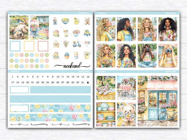 Bubbly Spring Weekly Sticker Kit for Erin Condren & Vertical Planners ...