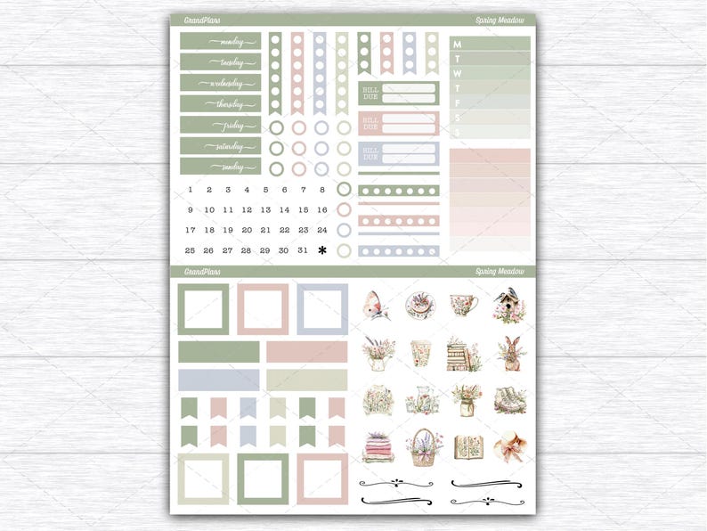 Spring Meadow Weekly Sticker Kit for Classic Happy Planner Dashboard ...