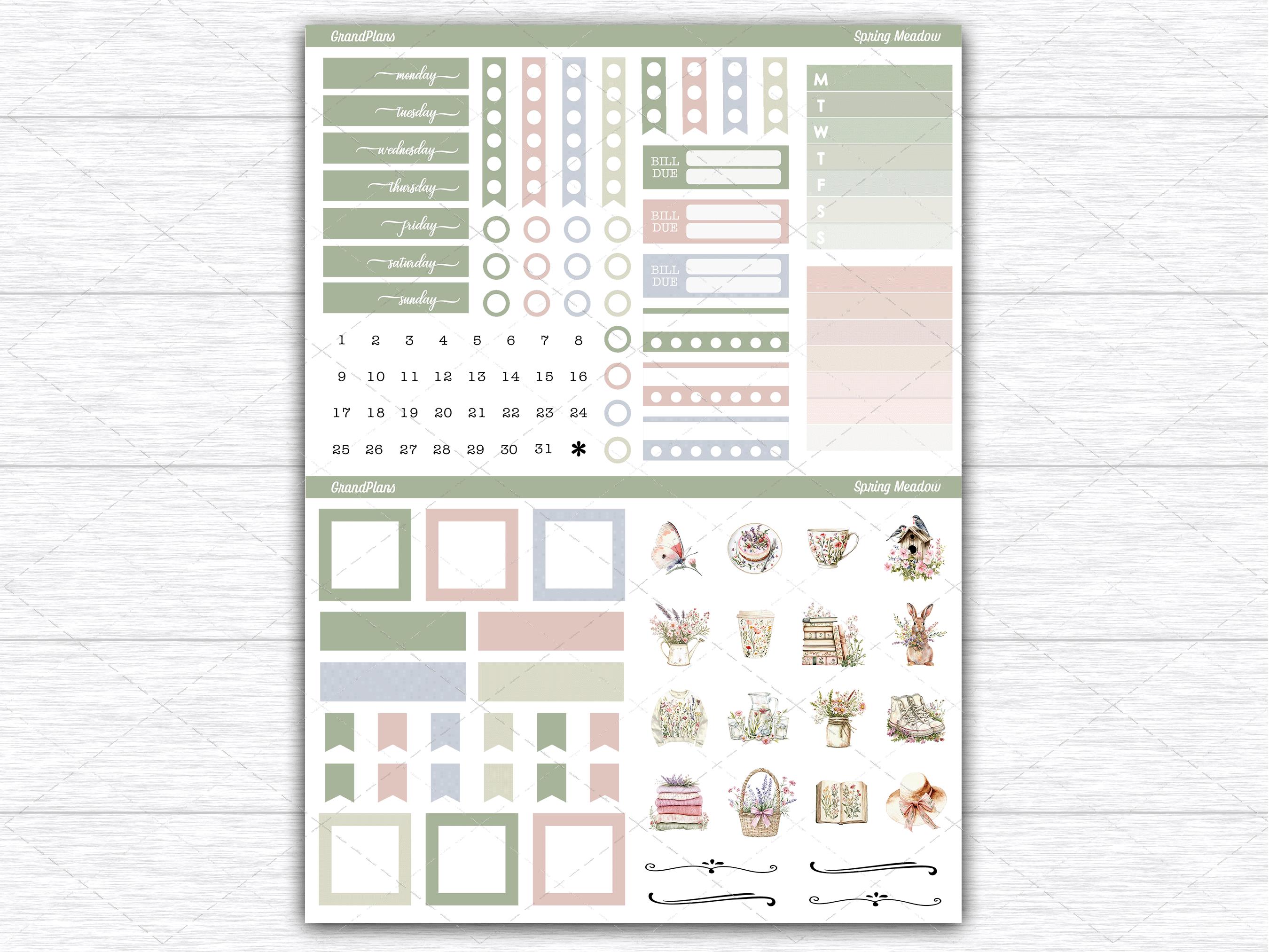 Spring Meadow Weekly Sticker Kit for Classic Happy Planner Dashboard ...