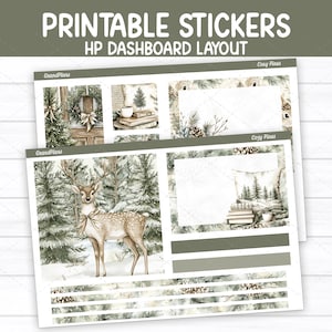 Cozy Pines Weekly Sticker Kit for the Classic Happy Planner Dashboard Layout (Printable)