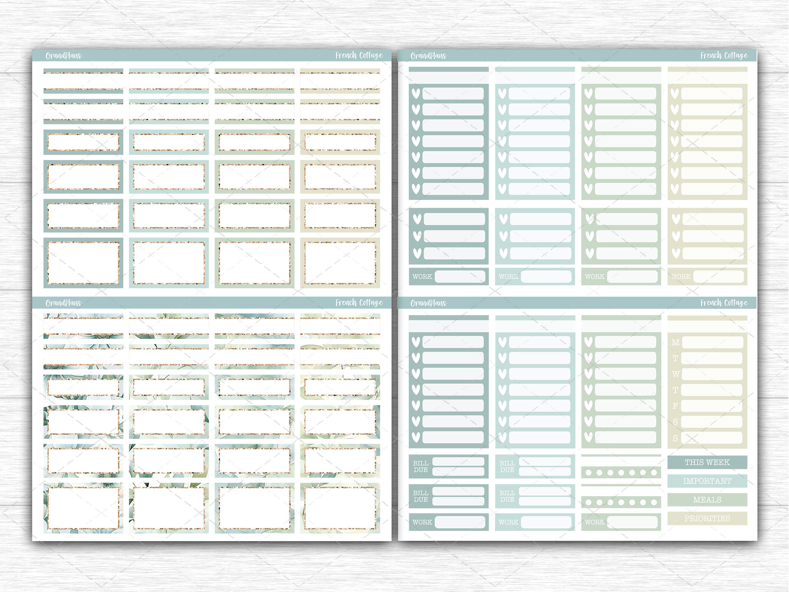 French Cottage Weekly Sticker Kit for the Classic Happy Planner ...