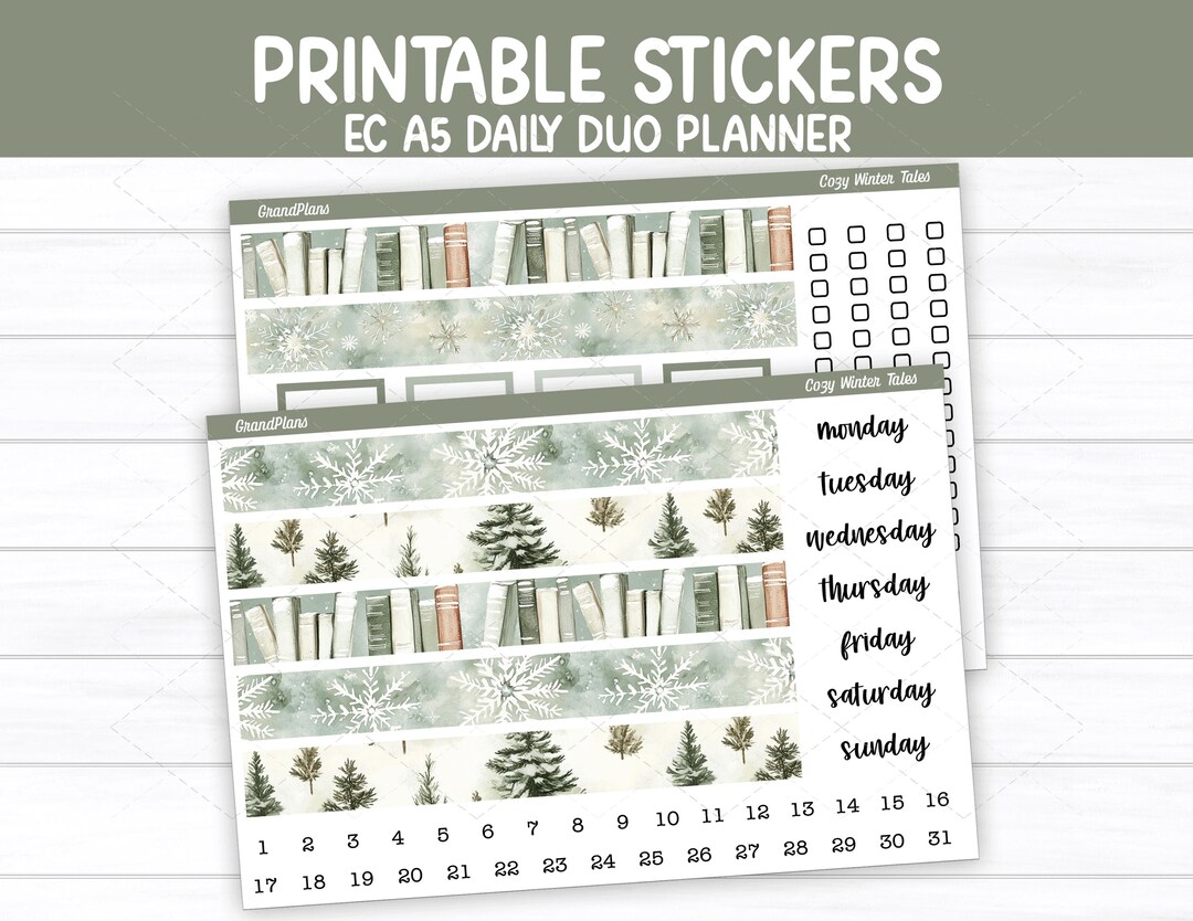 Cozy Winter Tales Weekly Sticker Kit for Erin Condren A5 Daily Duo ...
