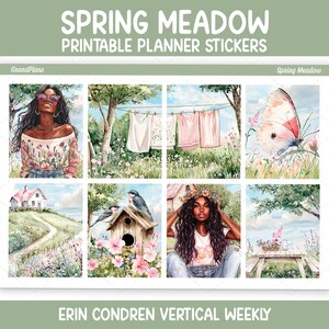 Spring Meadow Weekly Sticker Kit for Erin Condren & Vertical Planners (Printable)
