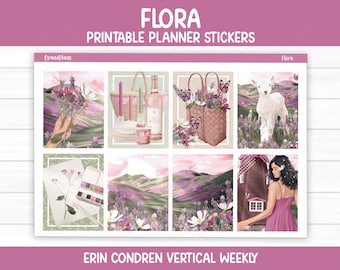 Flora Weekly Planner Sticker Kit for the Erin Condren 7x9 Vertical Planner (Printable)
