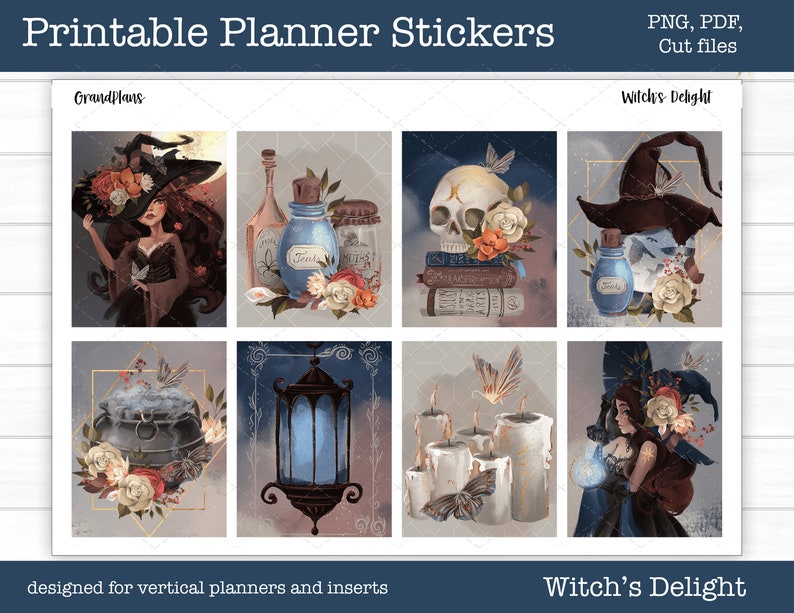 Printable Vertical Weekly Planner Sticker Kit Witch's - Etsy Norway