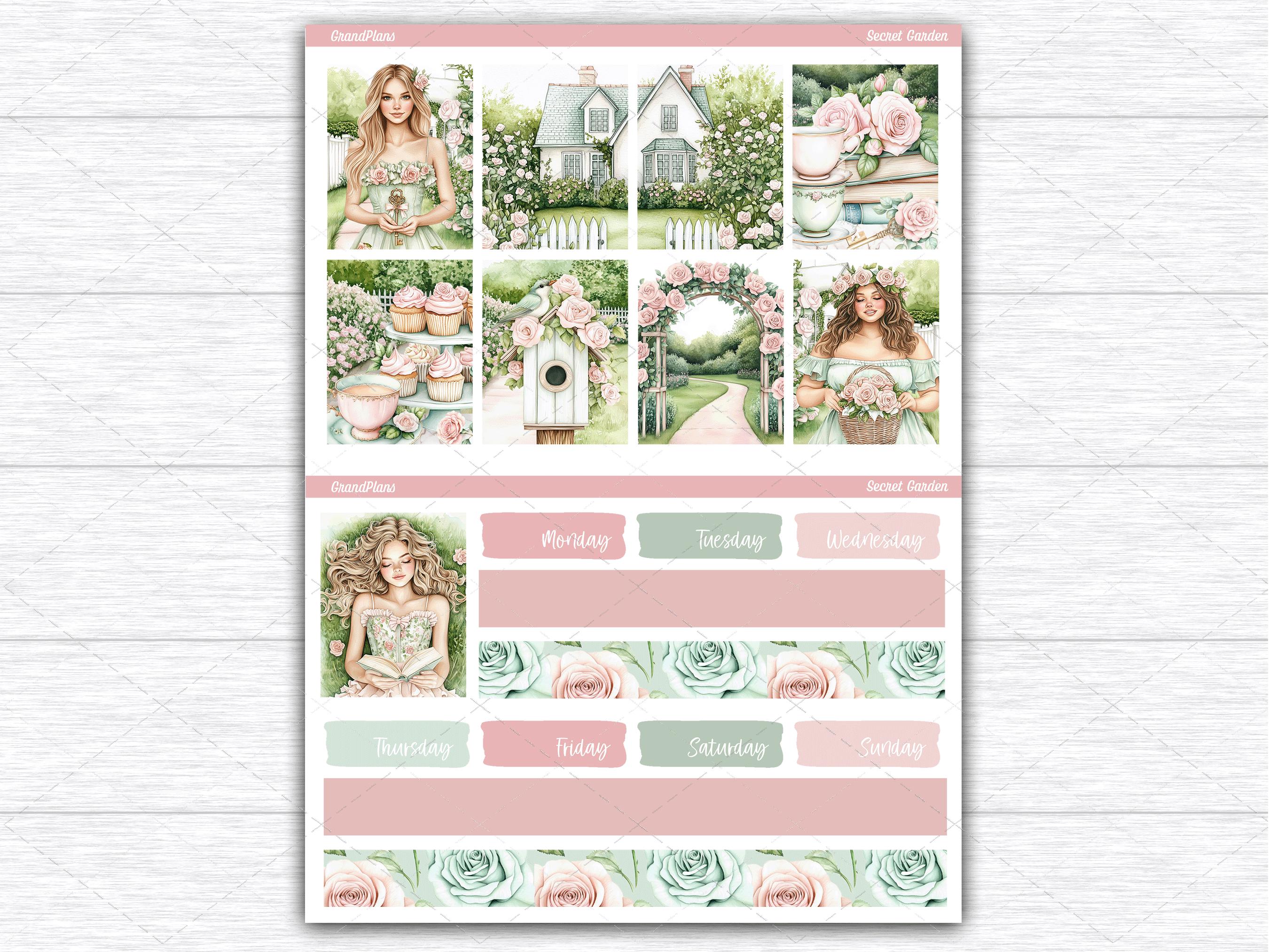 Secret Garden Weekly Sticker Kit for Erin Condren & Vertical Planners ...