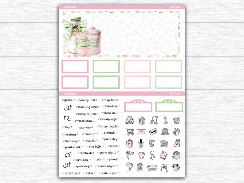 Soft Days Weekly Sticker Kit for the Classic Happy Planner Dashboard ...