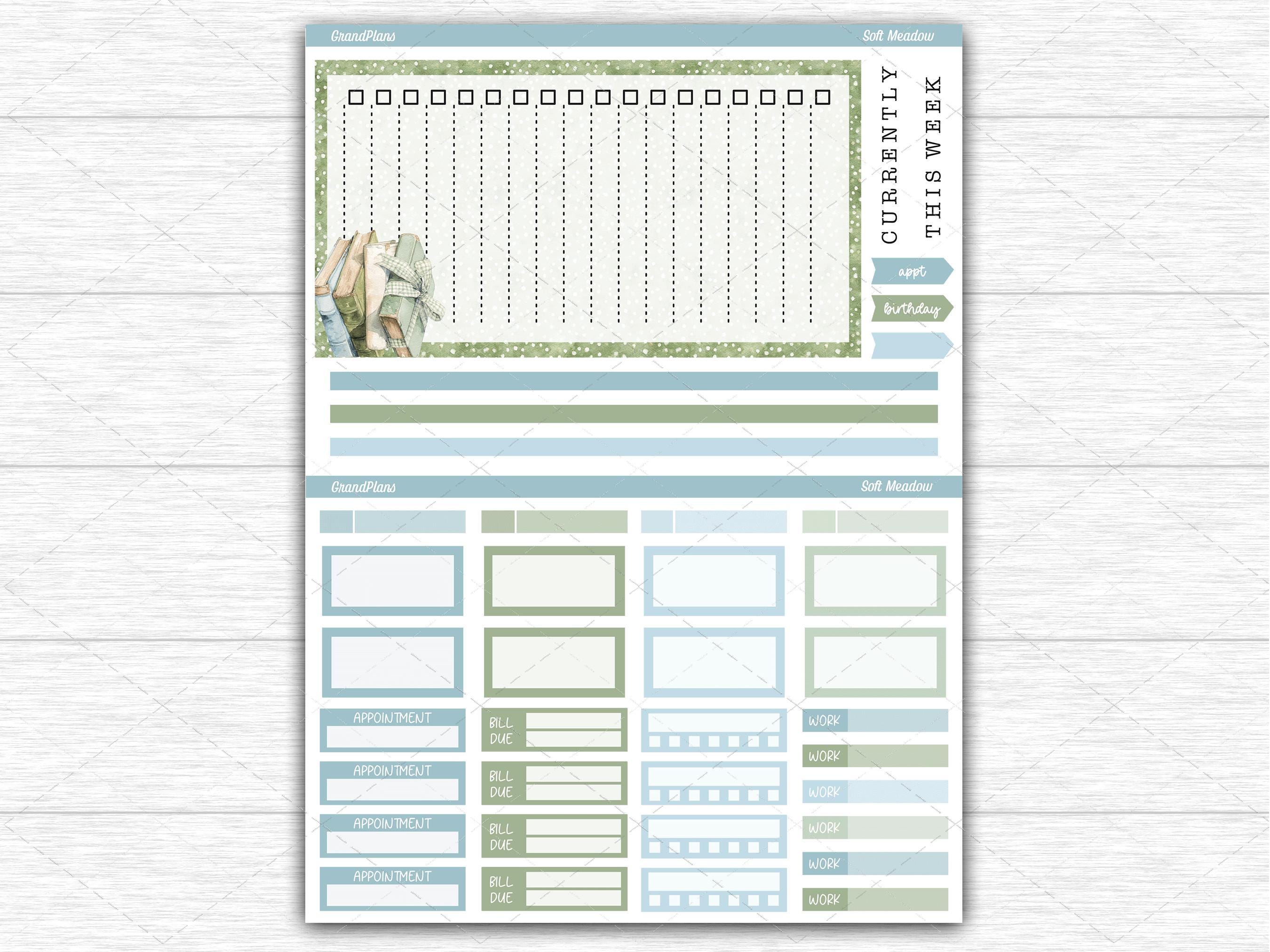 Soft Meadow Weekly Sticker Kit for the Classic Happy Planner Dashboard ...