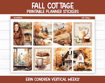 Fall Cottage Weekly Sticker Kit for Erin Condren and Vertical Planners (Printable)