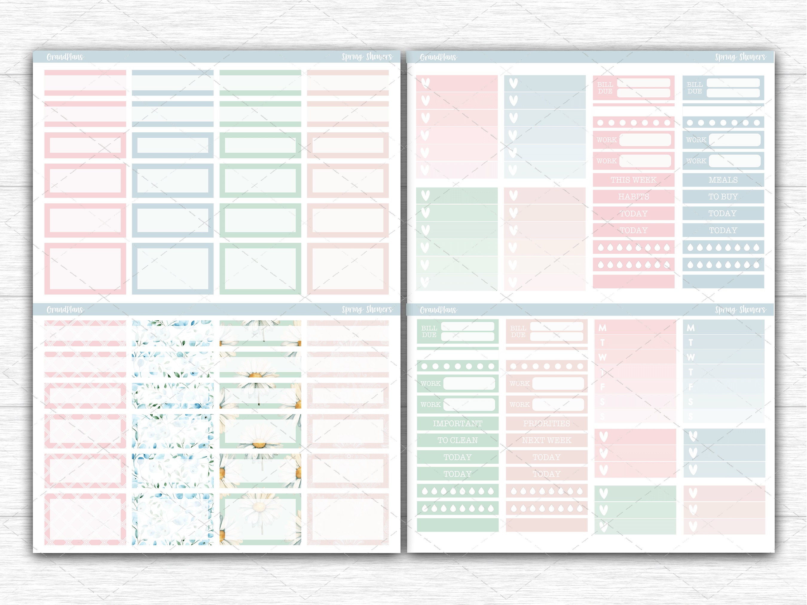 Spring Showers Weekly Sticker Kit for Erin Condren & Vertical Planners ...
