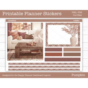 Pumpkin Planner Stickers | Printable Fall Weekly Kit for the Classic Happy Planner Dashboard Layout