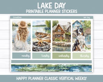 Lake Day Weekly Sticker Kit for the Classic Happy Planner (Printable)
