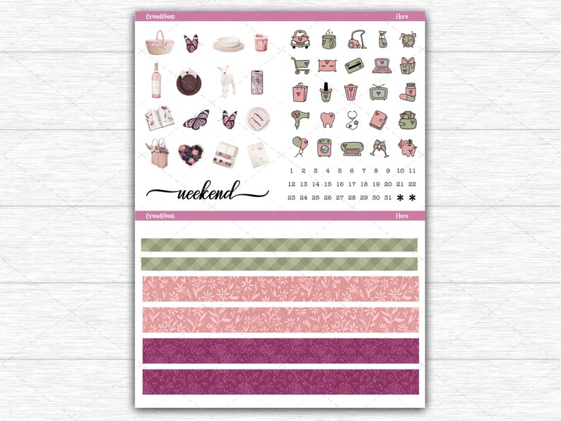 Flora Weekly Planner Sticker Kit for the Erin Condren 7x9 Vertical ...