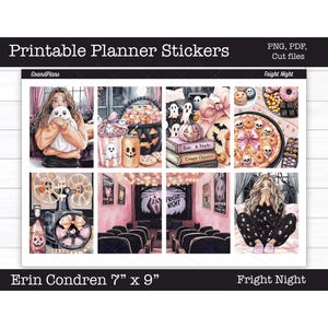 Printable Planner Stickers – Fright Night | Spooky Fun Halloween Weekly Kit for Erin Condren & Vertical Planners