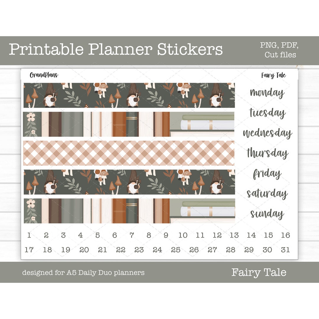 Printable A5 Daily Duo Weekly Sticker Kit - Fairy Tale, Planner ...
