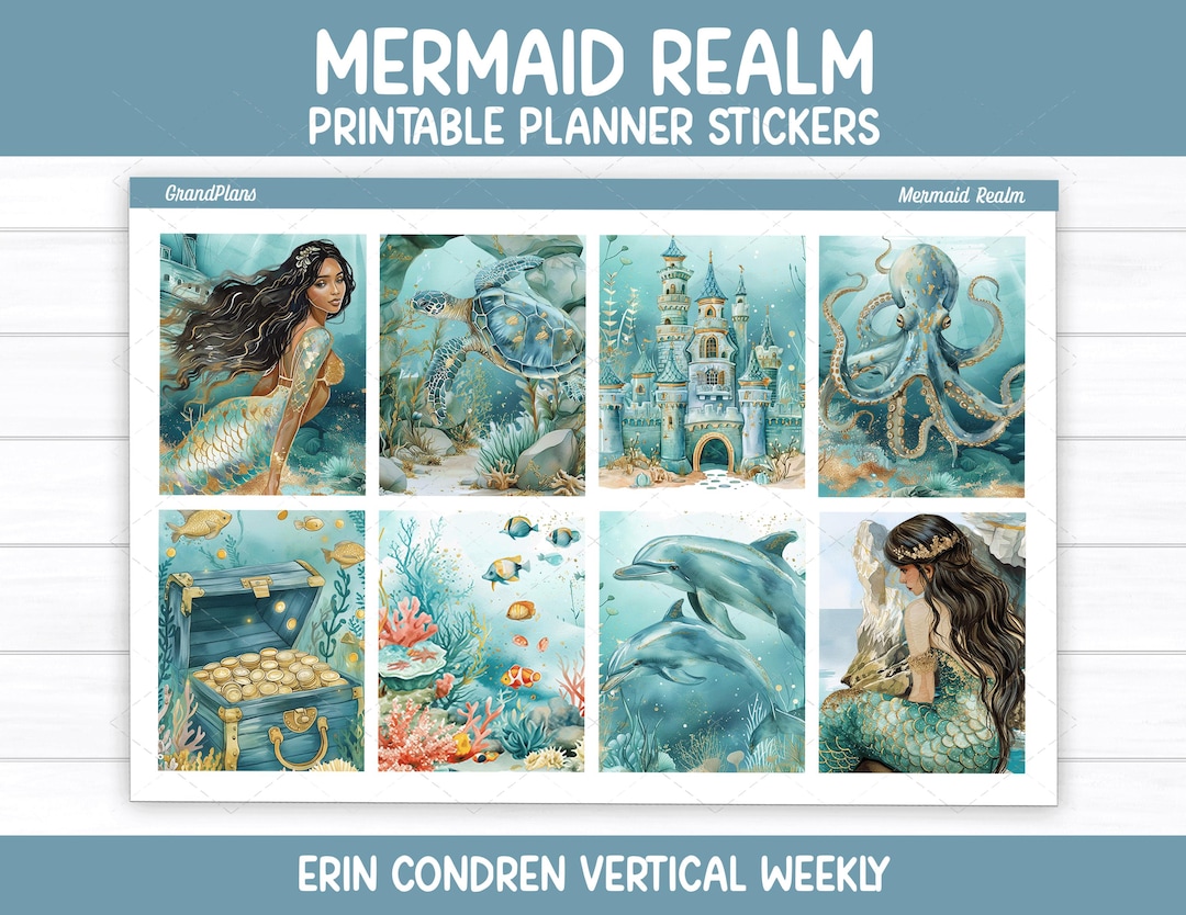 Mermaid Realm Weekly Sticker Kit for Erin Condren & Vertical Planners ...