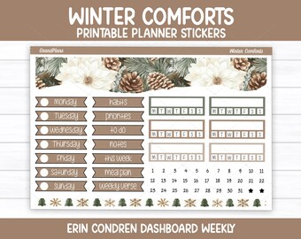Winter Comforts Weekly Sticker Kit for the Erin Condren Dashboard Planner (Printable)