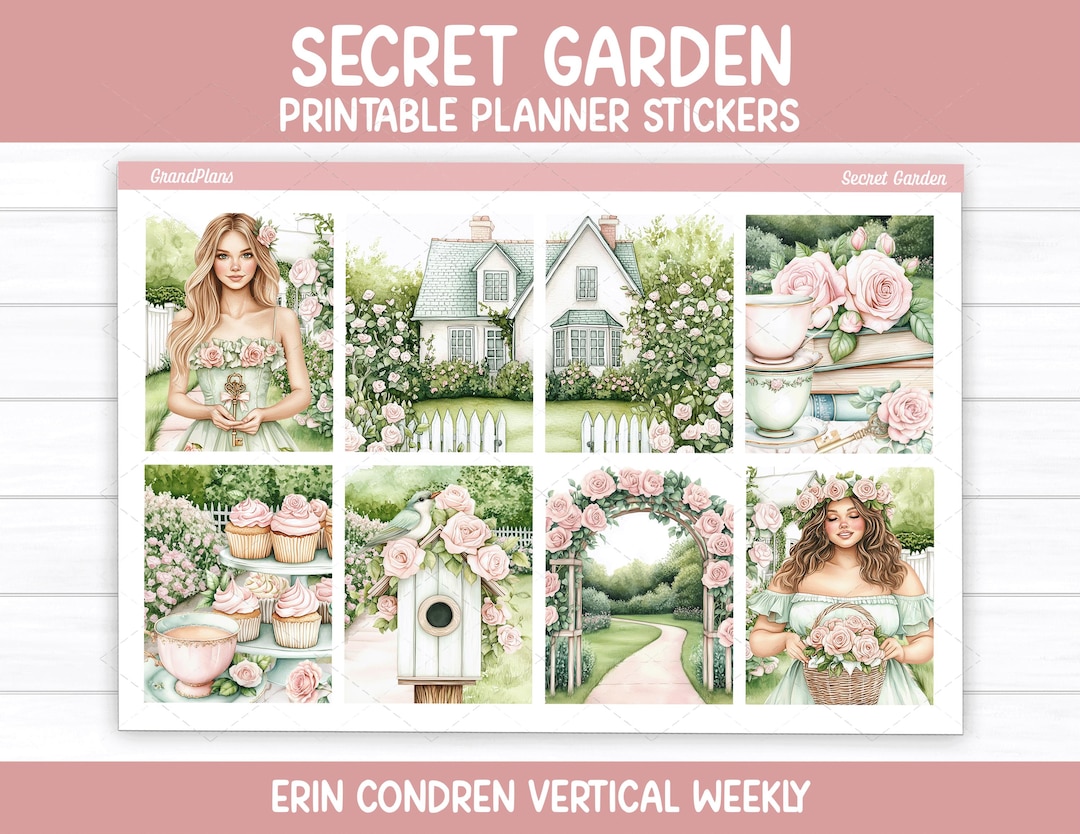Secret Garden Weekly Sticker Kit for Erin Condren & Vertical Planners ...