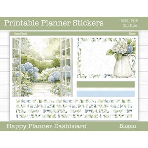 Adesivi stampabili per planner, kit di adesivi settimanali Bloom, layout dashboard Happy Planner, adesivi per dashboard, file di taglio, Cricut PNG