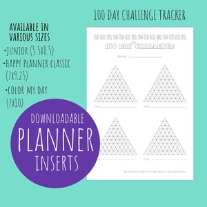 Habit Tracker Page | 100 Day Challenge | Downloadable Planner Insert | Printable Planner Page | Blank Template Tracker
