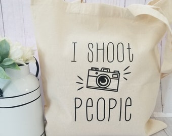 I Shoot People Tote Bag, Photographer Bag, Canvas Tote Bag, Photographer Gift, Reusable Bag, Camera Bag, Large Tote