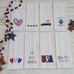 4th of July Decor, Flour Sack Tea Towels, Farmhouse, Independence Day Tea Towel, Kitchen Decor, Flag Towel, Stars Towel, 4th of July Kitchen