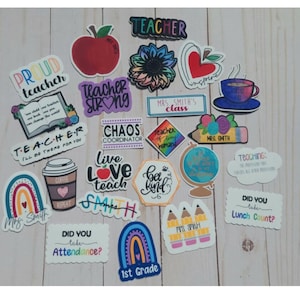 Waterproof Teacher Sticker Set, Personalized Stickers, Teacher Decals, Teacher Gifts, Vinyl Stickers, Attendance Reminder, Cup Stickers