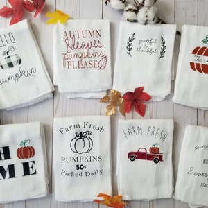 Fall Tea Towels, Fall Flour Sack Towels, Farmhouse Decor, Fall Decor, Fall Kitchen, Autumn Tea Towels, Farmhouse Kitchen