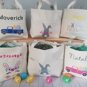 Personalized Easter Basket, Kids Easter Basket, Personalized Easter Bag, Easter Gift, Canvas Easter Bag, Custom Easter Basket, Easter Name
