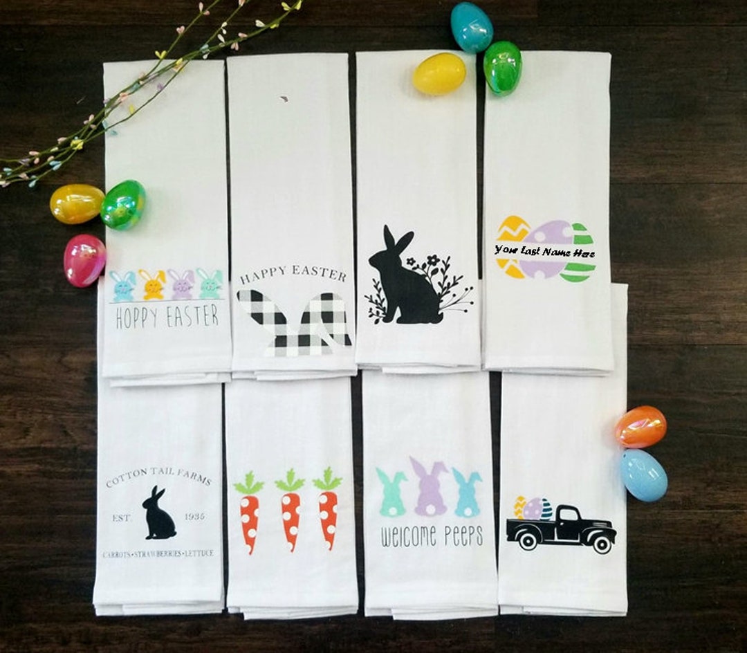 Easter Towels, Easter Decor, Flour Sack Tea Towels, Easter Gift