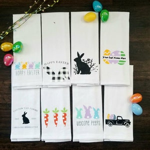 Easter Towels, Easter Decor, Flour Sack Tea Towels, Easter Gift, Farmhouse, Easter Tea Towel, Kitchen Decor