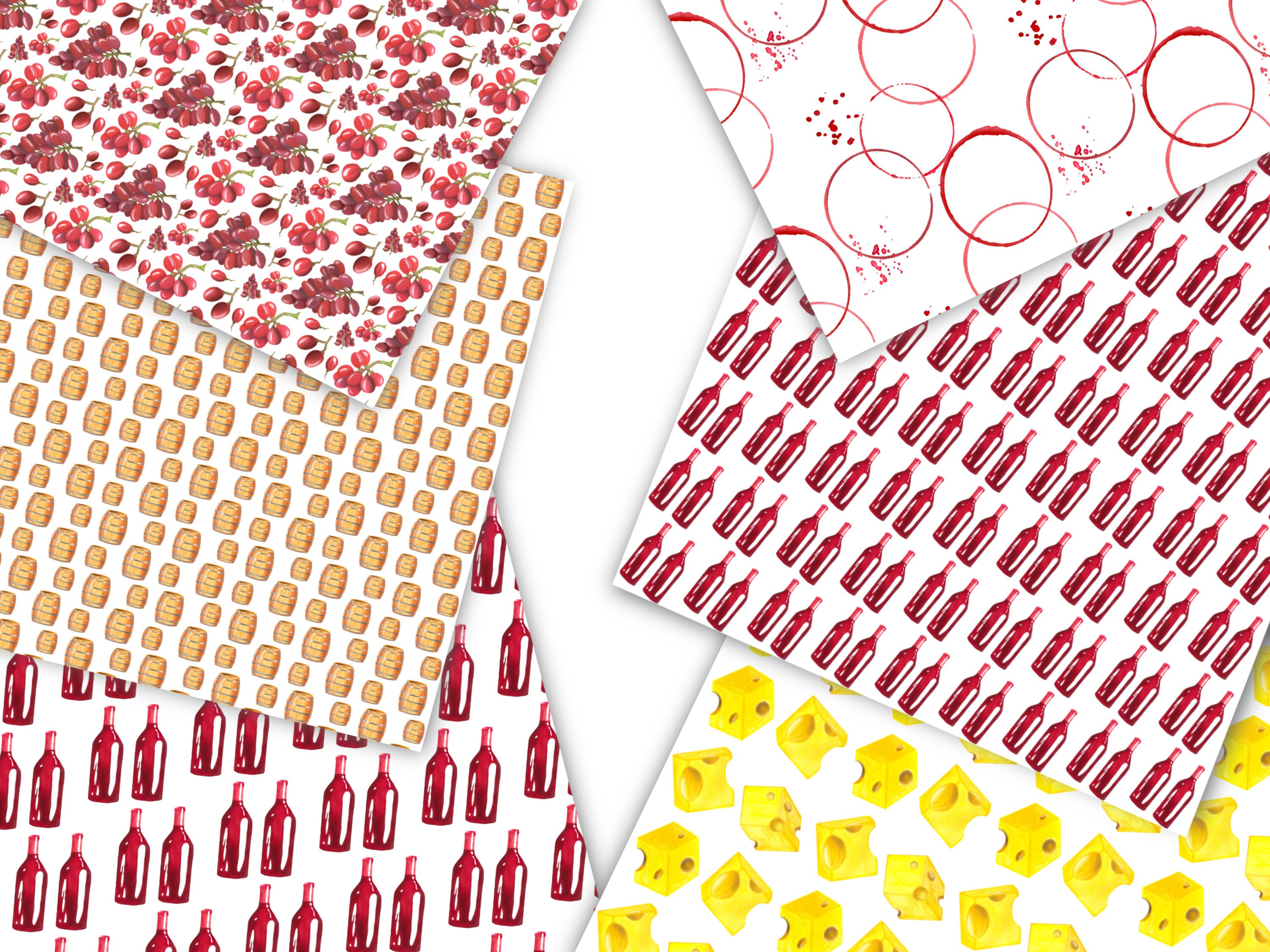 Red Wine Seamless Digital Paper Pack Watercolor Emmental - Etsy