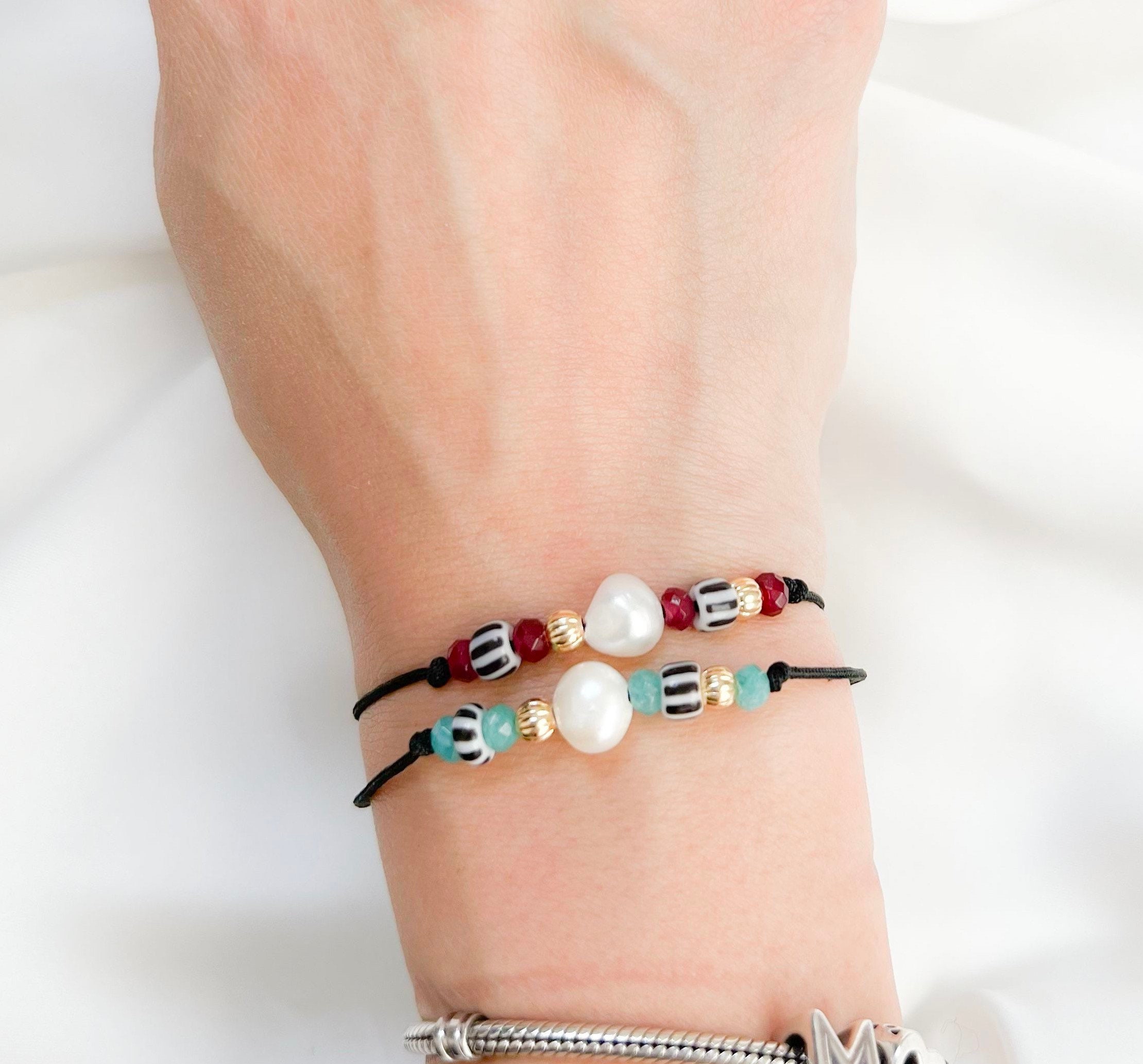 Beaded Bracelet Couples Bracelets Pearl Sizeable Bracelet Etsy