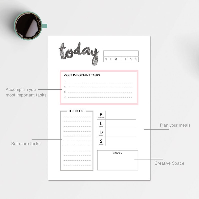 Simple Daily Planner Printable, Day Organizer, A5 Daily Planner Inserts ...